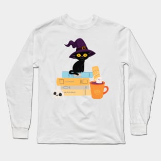 Witchy Black Cat || Ghost coffee Long Sleeve T-Shirt